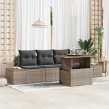 vidaXL 5-delna vrtna jedilna garnitura s blazinami siva poliratan acacia | Shoptok.si