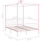  Za krevet s nadstrešnicom ružičasti metalni 160 x 200 cm | shoptok.hr