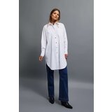 Marisse Oversized Shirt With Gold Buttons, White | ePonuda.com