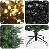  Umjetno božićno drvce s kuglicom 210 cm 300 LED lampica - Zelena 210 cm s LED-ima i crnim lopticama | shoptok.hr