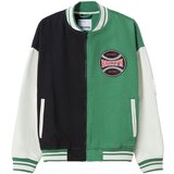 Bershka Prehodna jakna mornarska / zelena / rdeča / volneno bela | Shoptok.si