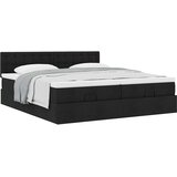 vidaXL otomanski okvir kreveta s madracima crni 200x200cm od tkanine | shoptok.hr