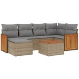 Maison Chic Seti vrtnega pohištva - Vrtna garnitura - Vrtni pohištvo set 7-delna z blazinami bež poli ratan, (21807800) | Shoptok.si