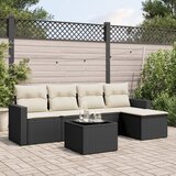  6-dijelni set vrtnih sofa s jastucima crni od poliratana | shoptok.hr
