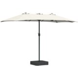 vidaXL Vrtni dežnik Peščena 385 x 209 x 244 cm blago | Shoptok.si
