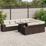 vidaXL 11-dijelni set vrtnih sofa od poliratana s jastucima smeđi | shoptok.hr