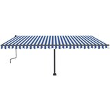  Ročna zložljiva tenda z LED lučkami 500x350 cm modra in bela, (21089210) | Shoptok.si