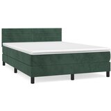 vidaXL Box spring postelja z vzmetnico temno zelena 140x200 cm žamet, (20901175) Cene