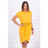 Kesi tied dress with clutch bottom mustard Cene