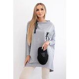 Kesi Oversize sweatshirt with asymmetrical sides in gray color | Shoptok.si