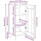 vidaXL Strani šal Črni hrast 34 x 34.5 x 90 cm Konstruiran les | Shoptok.si