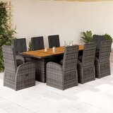 vidaXL 9-dijelni vrtni blagovaonski set sivi od poliratana | shoptok.hr