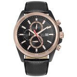 Pierre Ricaud muški chronograph crni roze zlatni sportski ručni sat sa crnim kožnim kaišem