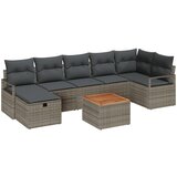 vidaXL Set od 8 komada vrtnog sofa s jastučićima siva poli ratan, Dvosjed vrtni sofa sa spremištem i jastučićima siva poli ratan | shoptok.hr