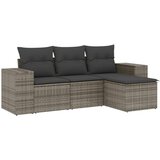  The Living Store Vrtna sedežna garnitura 4-delna z blazinami siv poli ratan - Vrtna Sedežna Garniture, (21443826) | Shoptok.si