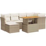 Maison Chic Seti vrtnega pohištva - Vrtna garnitura - Vrtni pohištvo set 7-delna z blazinami bež poli ratan, (21804148) | Shoptok.si