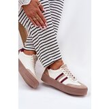 Zazoo Leather Women's Sneakers On Platform N1234 Beige-Red | Shoptok.si