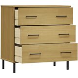  Komoda s 3 ladice smeđa 77 x 40 x 79,5 cm od masivnog drva OSLO | shoptok.hr