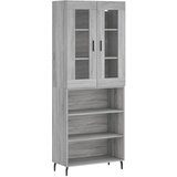vidaXL Visoka komoda siva sonoma 69,5x34x180 cm inženirski les, (20807130) | Shoptok.si