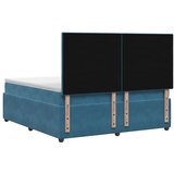  LED okvir za krevet s madracem Plava 160 x 200 cm Baršun - Plava 160 x 200 cm Dizajn s rombovima | shoptok.hr