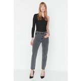 Trendyol Black Trock Detailed High Waist Mom Jeans Cene