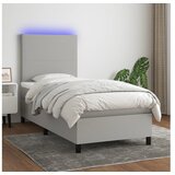  Box spring postelja z vzmetnico LED sv. siva 100x200 cm blago | Shoptok.si