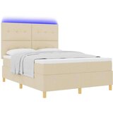  LED Box Spring Krevet s madracem Krema 160 x 200 cm tkanina | shoptok.hr