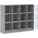  Regal za knjige s vratima siva boja hrasta 136x37x109 cm drveni | shoptok.hr