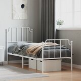 Maison Chic Kovinski Posteljni okvir - Enojna postelja - Postelja za odrasle z vzglavjem in vznožjem bel 80x200 cm-J82, (21765243) | Shoptok.si