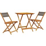  3-dijelni bistro set od polipropilen i masivnog drva sivi | shoptok.hr