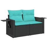 vidaXL Vrtna garnitura - 6-dijelni set vrtnih sofa s jastucima crni od poliratana - Crna sa spremištem 1 | shoptok.hr
