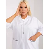 Fashion Hunters White casual cotton blouse plus size