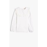Koton Girls' School Shirt No Buttons Long Sleeve Wide Collar Ruffle Detail Cotton | Shoptok.si