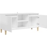 vidaXL TV omarica in trdne lesene noge visok sijaj bela 103,5x35x50 cm | Shoptok.si