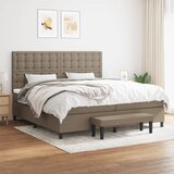  s oprugama i madracem smeđesivi 200x200 cm od tkanine | shoptok.hr