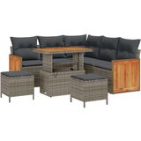  Vrtna garnitura - 8-dijelni set vrtnih sofa s jastučićima Siva Poli ratan Acacia 3-dijelni set vrtnih jela s jastučićima Siva P | shoptok.hr