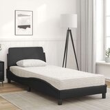 vidaXL Postelja z vzmetnico črna 90x200 cm umetno usnje | Shoptok.si