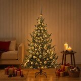  Umjetno božićno drvce s kuglicom 120 cm 150 LED lampica - Zelena 120 cm s LED-ima i srebrnim lopticama | shoptok.hr