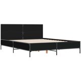  Posteljni okvir črn 160x200 cm inženirski les in kovina | Shoptok.si