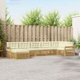  Set vanjskih sofa 7 kom. Bijela i krem Smeđa 406 x 168,5 x 73 cm | shoptok.hr