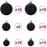  Umjetno Drvo za Božić s Šišarkama Zelena 210 cm - 210 cm s LED-ima i crnim kuglicama | shoptok.hr