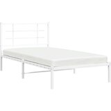 vidaXL Kovinski posteljni okvir z vzglavjem bel 100x190 cm | Shoptok.si
