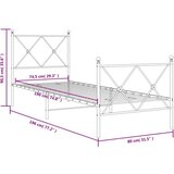 Metalni okvir kreveta uzglavlje i podnožje bijeli 75x190 cm | shoptok.hr