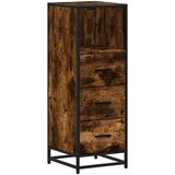 vidaXL Kopalniška omarica dimljen hrast 35x37,5x100 cm inženirski les | Shoptok.si