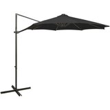  Konzolni suncobran sa stupom i LED svjetlima 300 cm crni | shoptok.hr