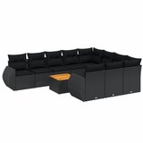  The Living Store Vrtna sedežna garnitura 11-delna z blazinami črn poli ratan - Vrtna Sedežna Garniture, (21452580) | Shoptok.si