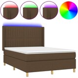  Box spring postelja z vzmetnico LED temno rjava 140x190cm blago, (20902230) | Shoptok.si