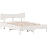 vidaXL Posteljni okvir brez vzmetnice bel 135x190 cm trdna borovina | Shoptok.si