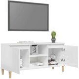 vidaXL TV ormarić s drvenim nogama visoki sjaj bijeli 103,5x35x50 cm | shoptok.hr
