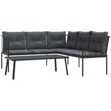 vidaXL Set vrtnih sofa s jastucima crni od čelika i tekstilena | shoptok.hr